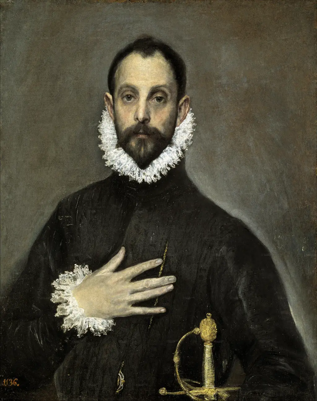 The Nobleman with his Hand on his Chest in Detail El Greco